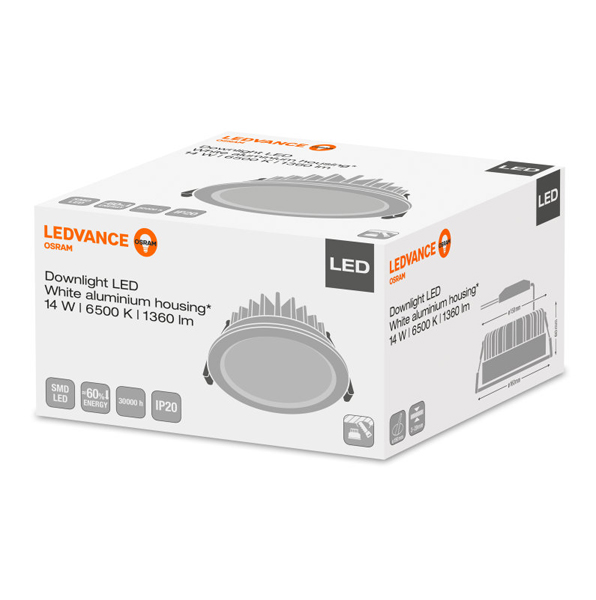 Osram 14W 6500K Downlight Led Armatür OSRAM - LEDVANCE DOWNLIGHT LED 14W 6500K