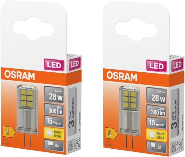 Osram Led Star Ampul Pin Cl 30 2.5W, 2700 Kelvin, Sarı Işık G4 Duy, Sarı [Enerji Sınıfı F] 4058075431997