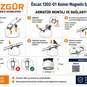 Özcan 1202-01 Kemer Magnetic Spot Light 12W-1 Özcan 1202-01_06 12W 3000K Kırmızı Kemer Magnetic Spot Light Ø100x100mm