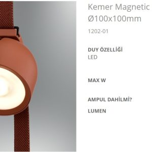 Özcan 1202-01 Kemer Magnetic Spot Light Özcan 1202-01_06 12W 3000K Kırmızı Kemer Magnetic Spot Light Ø100x100mm