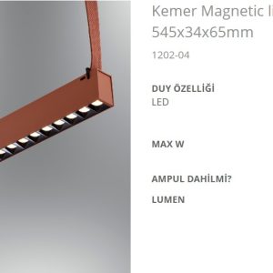 Özcan 1202-04 Kemer Magnetic Linear Light 16W 545x34x65mm Özcan 1202-04_06 16W 3000K Kırmızı Kemer Magnetic Linear Light 545x34x65mm