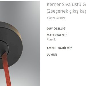 Özcan 1202L-200W Kemer Sıva üstü Göbek Driverlı 200W (2seçenek çıkış kapaklı) Özcan 1202L-200W Kemer Sıva Üstü Göbek Driverlı 200W 2 Seçenek Çıkış Kapaklı