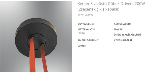 Özcan 1202L-200W Kemer Sıva üstü Göbek Driverlı 200W (2seçenek çıkış kapaklı) Özcan 1202L-200W Kemer Sıva Üstü Göbek Driverlı 200W 2 Seçenek Çıkış Kapaklı