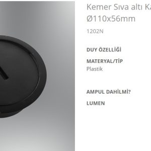 Özcan 1202N Kemer Sıva altı Kapak Driverlı 200W Ø110x56mm Özcan 1202N Kemer Sıva Altı Kapak Driverlı 200W Ø110x56mm