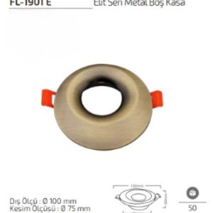 Forlife FL-1901 E Elit Seri Metal Boş Kasa Antik Renk Dekoratif Spot Kasası Forlife Gömme Spot Metal Çerçeve Modern İç Mekan Spot Kasası Dekoratif Metal Spot Armatür Kasası