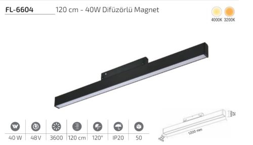 WhatsApp Image 2026-05-06 at 12.28.29 Forlife FL-6604 40W 3200K Opak Difüzörlü Magnet LED Armatür (120 cm)