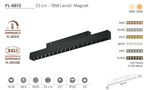 WhatsApp Image 2026-05-06 at 12.32.48 Forlife FL-6613 18W 3200K Lensli Magnet LED Armatür (33 cm)