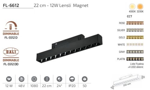 WhatsApp Image 2026-05-06 at 12.53.03 Forlife FL-6612 12W 3200K Lensli Magnet LED Armatür (22 cm)