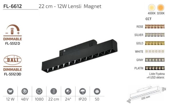 WhatsApp Image 2026-05-06 at 12.53.03 Forlife FL-6612 12W 3200K Lensli Magnet LED Armatür (22 cm)