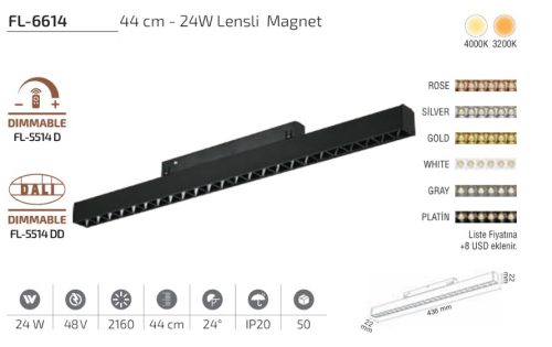 WhatsApp Image 2026-05-06 at 12.53.50 Forlife FL-6614 24W 3200K Lensli Magnet LED Armatür (44 cm)