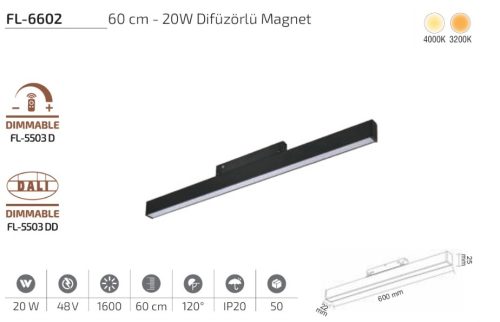 WhatsApp Image 2026-05-07 at 09.28.22 Forlife FL-6602 20W 3200K Opak Difüzörlü Magnet Armatür (60 cm)