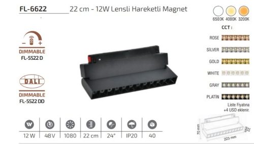 WhatsApp Image 2026-05-09 at 18.44.20 Forlife FL-6622 12W 3200K Lensli Hareketli Magnet LED Armatür (22 cm)