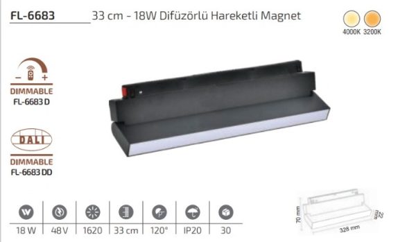 WhatsApp Image 2026-05-09 at 19.17.57 Forlife FL-6683 18W 3200K Difüzörlü Hareketli Magnet LED Armatür (33 cm)