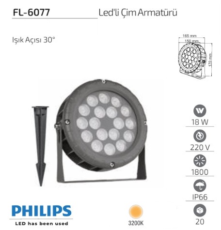 WhatsApp Image 2026-05-12 at 12.31.30 Forlife FL-6077 18W 3200K Philips LED’li Alüminyum Enjeksiyon Gövde Çim Armatürü