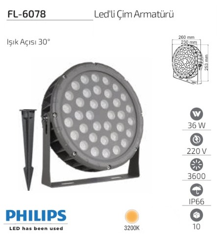 WhatsApp Image 2026-05-12 at 12.32.15 Forlife FL-6078 36W 3200K Philips LED’li Alüminyum Enjeksiyon Gövde Çim Armatürü
