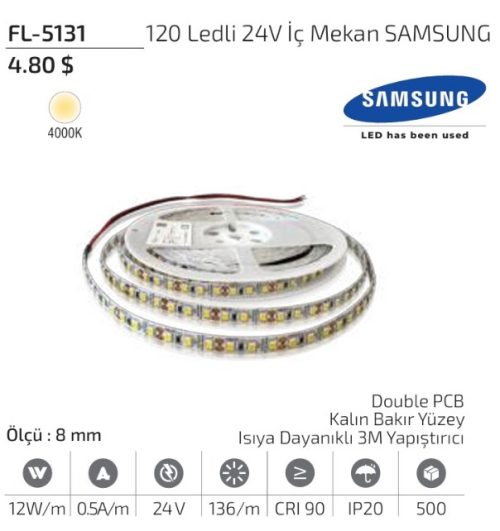 WhatsApp Image 2026-05-13 at 21.06.18 Forlife FL-5131 4000K 120 LED’li 24V Samsung LED’li İç Mekan Şerit LED