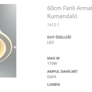 www.ozgurenerjielektrik.com.1412-1 Özcan 1412-1 60cm Fanlı LED Armatür (3 Renk Kumandalı)