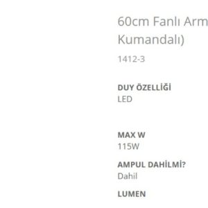 www.ozgurenerjielektrik.com.1412-3-1 Özcan 1412-3 Storm 60cm Fanlı LED Armatür (Kumandalı)