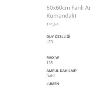 Özcan 1412-1 60cm Fanlı LED Armatür (3 Renk Kumandalı)