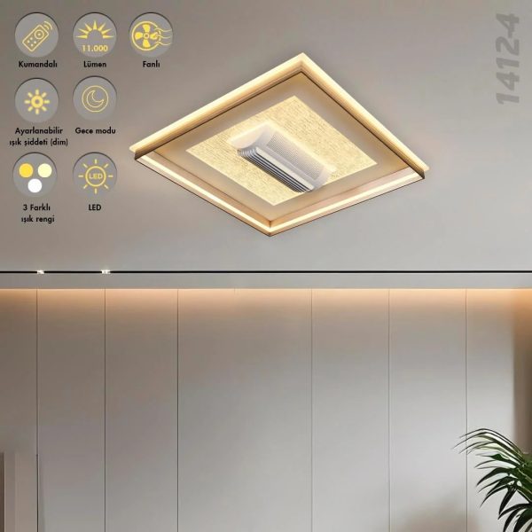 www.ozgurenerjielektrik.com.1412-4 Özcan 1412-4 Storm 60x60cm Fanlı LED Armatür (Kumandalı)