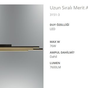 www.ozgurenerjielektrik.com.3151-3 Özcan 3151-3 Uzun Sıralı Merit LED Armatür