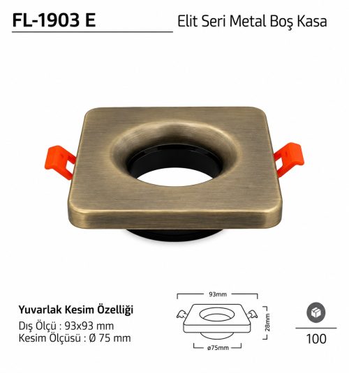Forlife FL-1903 E Elit Seri Metal Boş Kasa 93x93 mm Eskitme Spot Kasa