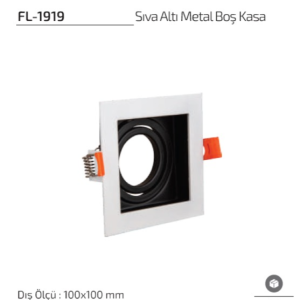 Forlife FL-1919 beyaz siyah sıva altı metal spot kasa modeli Forlife FL-1919 Beyaz & Siyah Sıva Altı Metal Boş Spot Kasa 100x100 mm