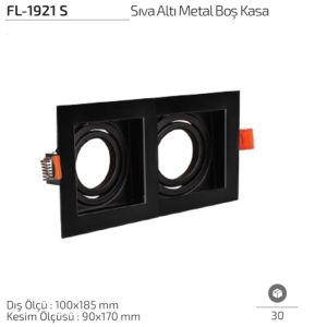 Forlife FL-1921 S siyah ikili sıva altı metal spot kasa modeli Augue Lacus