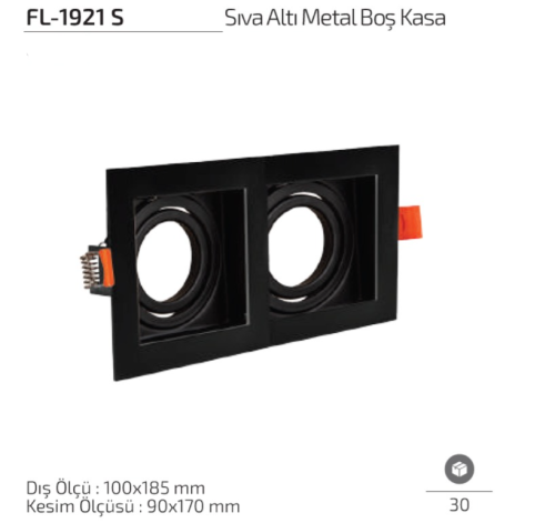 Forlife FL-1921 S Siyah İkili Sıva Altı Metal Boş Spot Kasa 100x185 mm