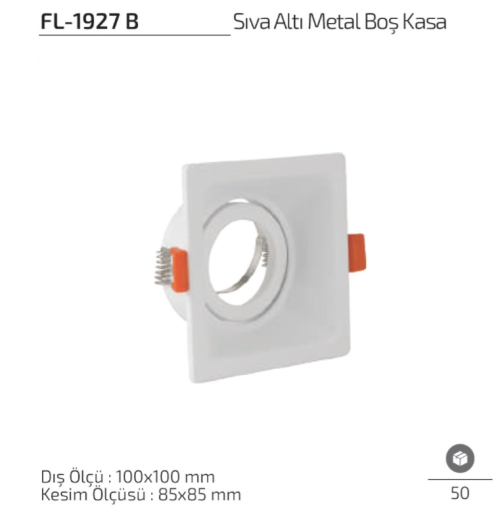 Forlife FL-1927 B Beyaz Sıva Altı Metal Boş Spot Kasa 100x100 mm
