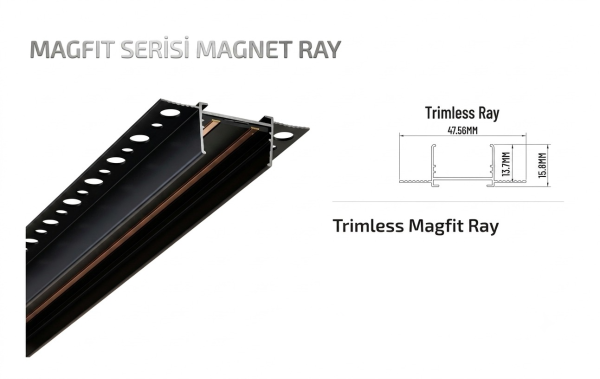 www.ozgurenerjielektrik.com.Fl6263 Forlife FL-6243 Trimless Magfit Manyetik Ray 3 Metre Siyah