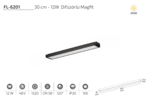 www.ozgurenerjielektrikcom.FL-6201-4k Forlife FL-6201 30 cm 12W Difüzörlü Magfit Armatür 4000K