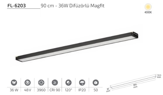 www.ozgurenerjielektrikcom.FL-6203-4k Forlife FL-6203 90 cm 36W Difüzörlü Magfit Armatür 4000K