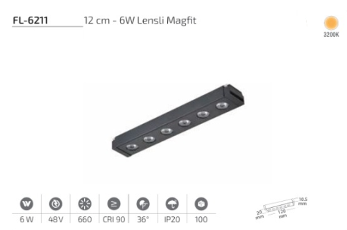www.ozgurenerjielektrikcom.FL-6211-3k Forlife FL-6211 12 cm 6W Lensli Magfit Lineer Spot 3200K