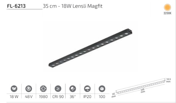 www.ozgurenerjielektrikcom.FL-6213-3k Forlife FL-6213 35 cm 18W Lensli Magfit Lineer Spot 3200K