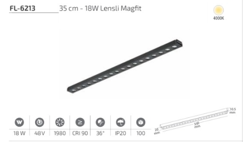 www.ozgurenerjielektrikcom.FL-6213-4k Forlife FL-6213 35 cm 18W Lensli Magfit Lineer Spot 4000K