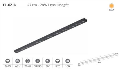 www.ozgurenerjielektrikcom.FL-6214-3k Forlife FL-6214 24W Lensli Magfit Lineer Spot 3200K