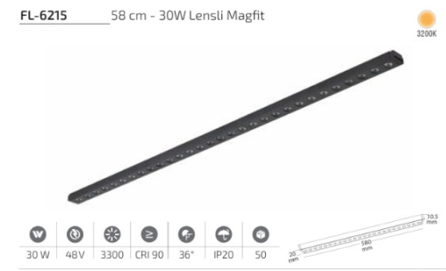 www.ozgurenerjielektrikcom.FL-6215-3k Forlife FL-6215 30W Lensli Magfit Lineer Spot 3200K