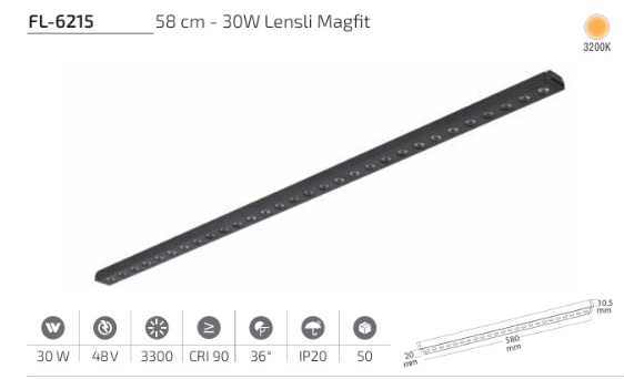 www.ozgurenerjielektrikcom.FL-6215-3k Forlife FL-6215 30W Lensli Magfit Lineer Spot 3200K