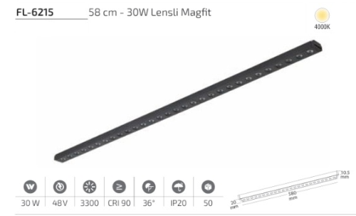 www.ozgurenerjielektrikcom.FL-6215-4k Forlife FL-6215 30W Lensli Magfit Lineer Spot 4000K