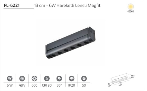 www.ozgurenerjielektrikcom.FL-6221-4k Forlife FL-6221 6W Hareketli Lensli Magfit Spot 4000K