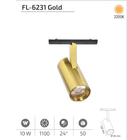 www.ozgurenerjielektrikcom.FL-6231G-3200K Forlife FL-6231 Gold 10W Ray Spot Magfit 3200K