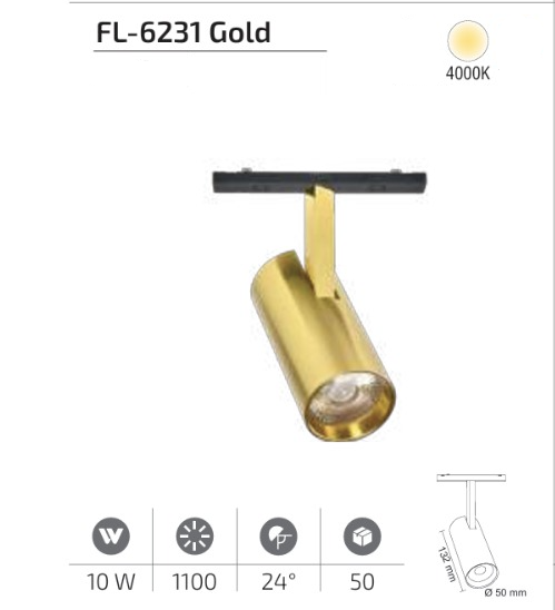 www.ozgurenerjielektrikcom.FL-6231G-4000K Forlife FL-6231 Gold 10W Ray Spot Magfit 4000K