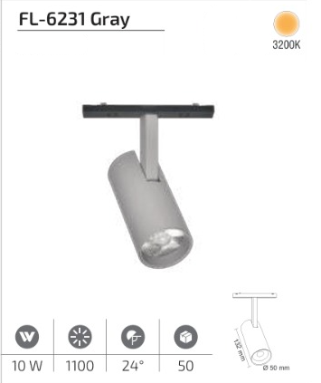 www.ozgurenerjielektrikcom.FL-6231g-3k Forlife FL-6231 Gray 10W Ray Spot Magfit 3200K