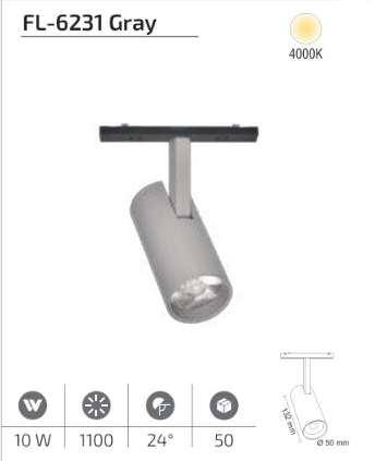 www.ozgurenerjielektrikcom.FL-6231g-4k Forlife FL-6231 Gray 10W Ray Spot Magfit 4000K