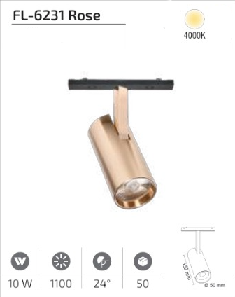 www.ozgurenerjielektrikcom.FL-6231r-4k Forlife FL-6231 Rose 10W Ray Spot Magfit 4000K