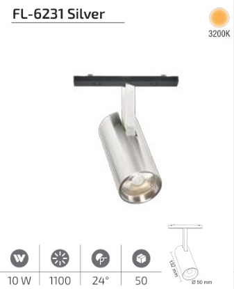 Forlife FL-6231 Silver 10W Ray Spot Magfit 3200K