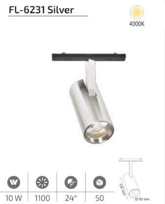 Forlife FL-6231 Silver 10W Ray Spot Magfit 4000K