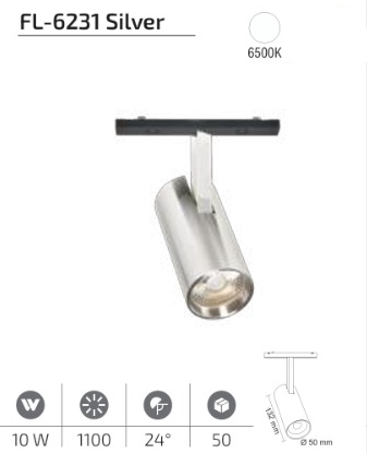 Forlife FL-6231 Silver 10W Ray Spot Magfit 6500K
