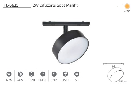 www.ozgurenerjielektrikcom.FL-6235-3k Forlife FL-6635 12W Difüzörlü Spot Magfit 3200K